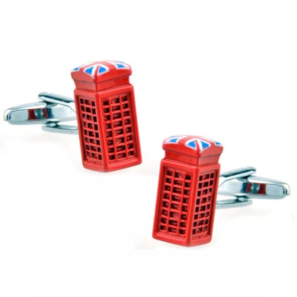 Iconic United Kingdom Red Telephone Booth Cufflinks